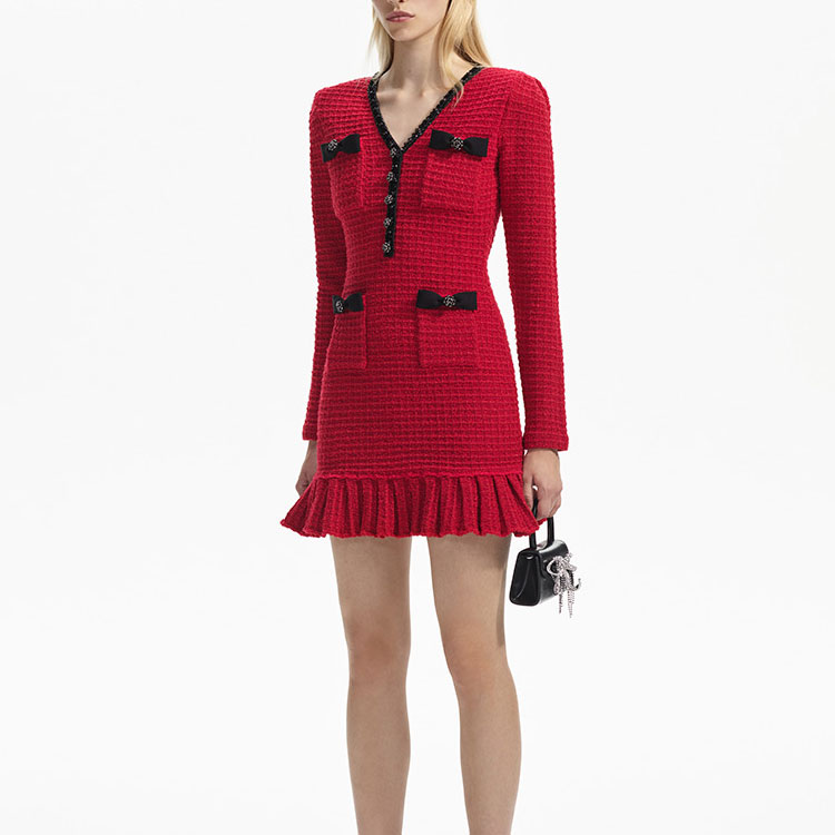 (Women) Self-Portrait Burgundy Long Sleeve V-Neck Wedding Bridesmaid Dress Women SWF351M01500 圖 3