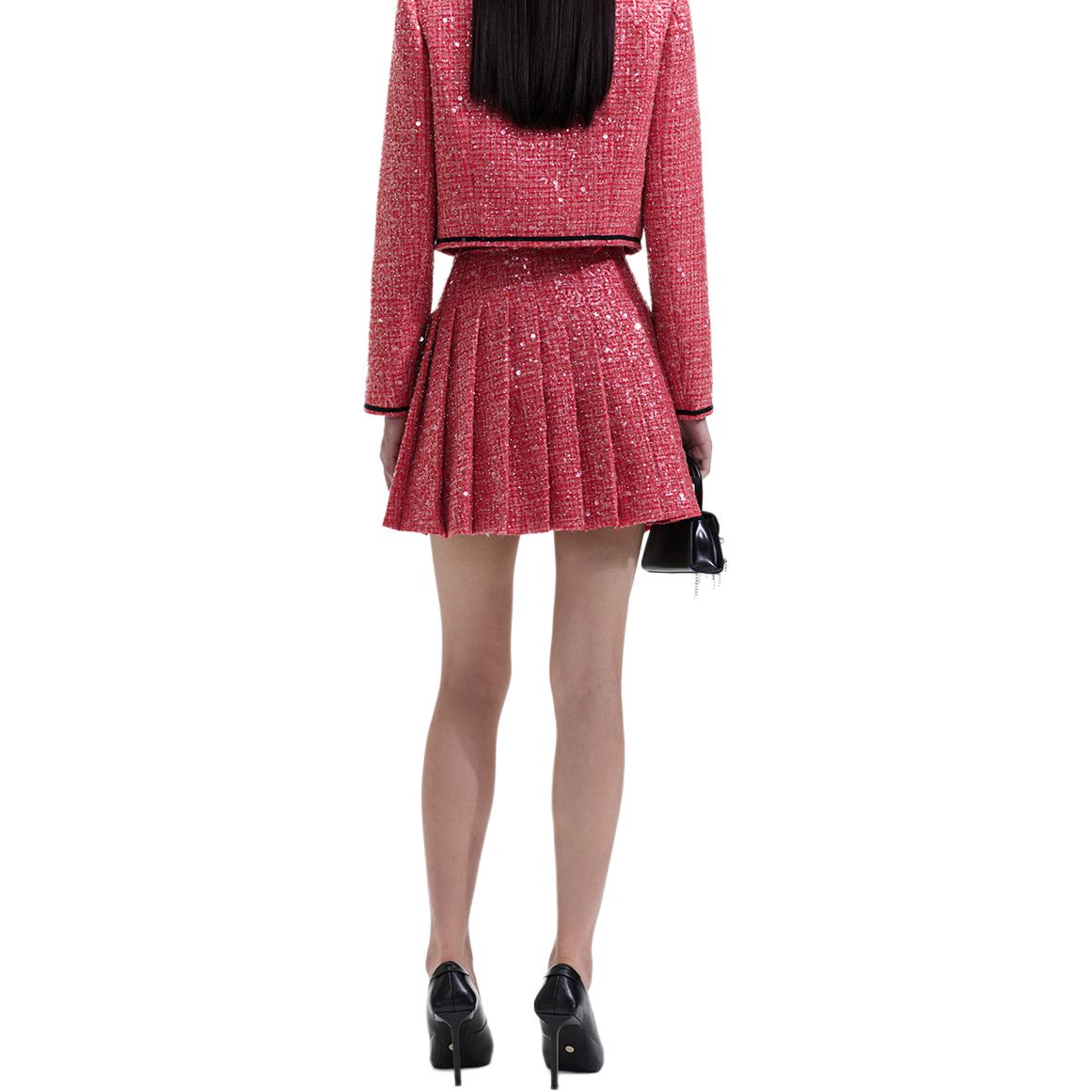 (Women) Self-Portrait Burgundy Sequin Pleated Mini Skirt for Women. SWF351Q00300 圖 4