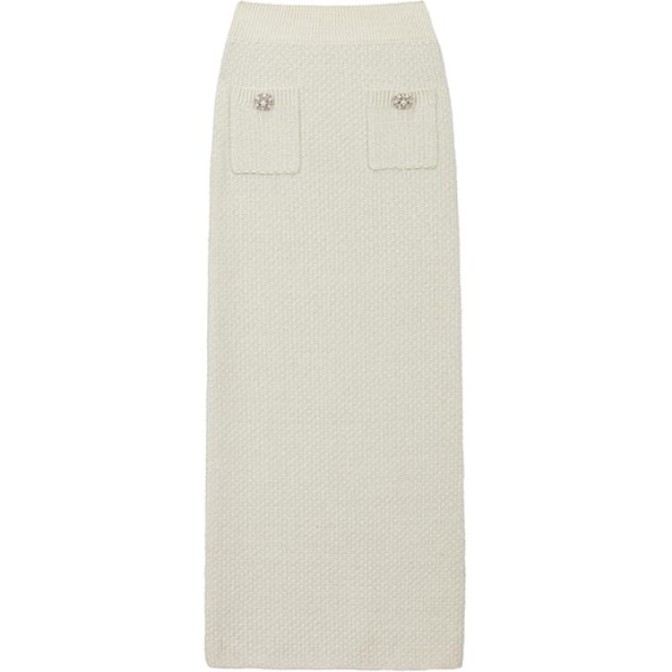 (Women) Self-Portrait Casual Ivory White Knit Fitted Maxi Dress for Women SWF336M02600