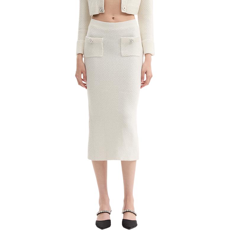 (Women) Self-Portrait Casual Ivory White Knit Fitted Maxi Dress for Women SWF336M02600 圖 3