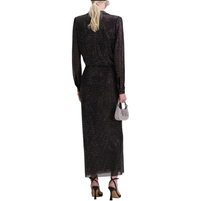 (Women) Self-Portrait Classic Black Fitted Long Sleeve Polo-Collar Maxi Dress Women. SWF343Y03700 圖 4
