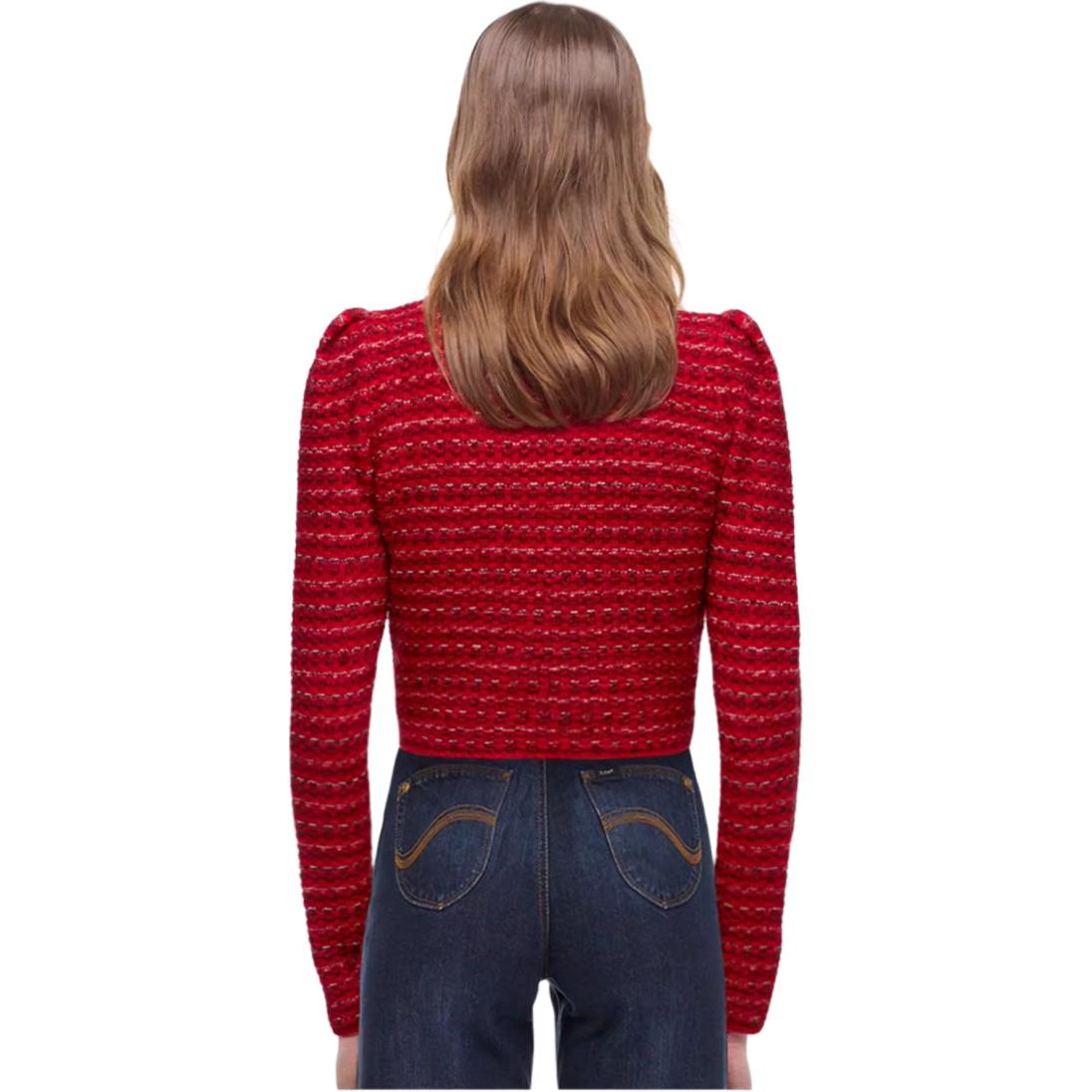 Shop (W) Self-Portrait 經典V領緊身針織長袖短版毛衣 女款 紅色 SWF336M11800