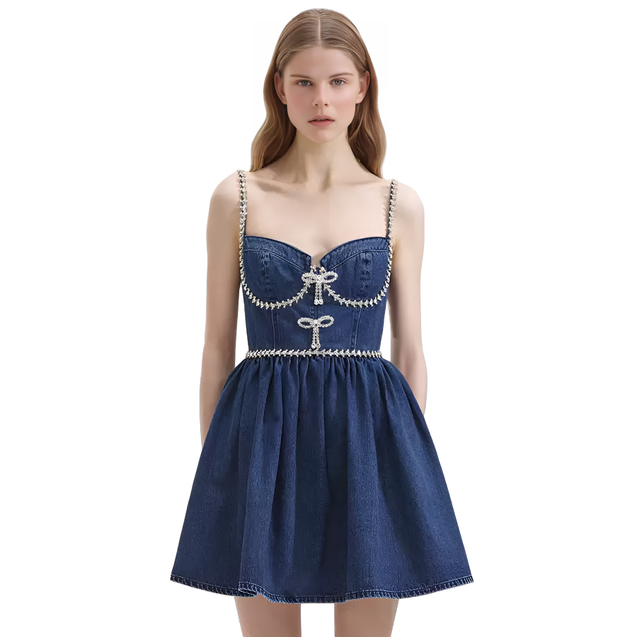 (Women) Self-Portrait Colorblock Bowknot Diamond Elegant Evening Party Princess Dress. SWF352Y25800