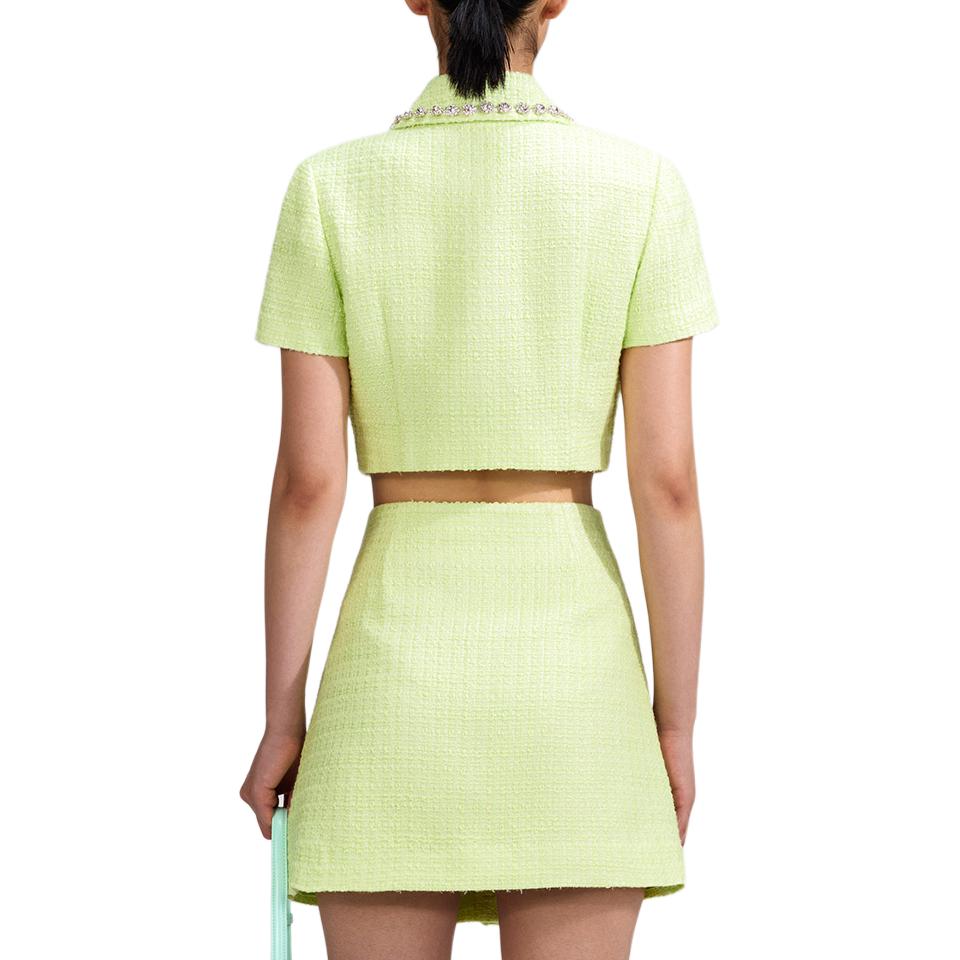 (Women) Self-Portrait Crystal-Embellished Cropped Polo Jacket Women’s Light Green. SWF342C02400 圖 4