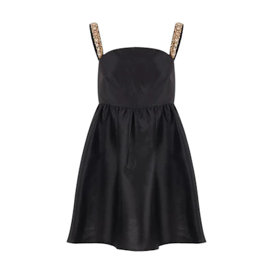 (Women) Self-Portrait Crystal Embellished High-Waist Mini Dress Women Black PF24008SBBLACK
