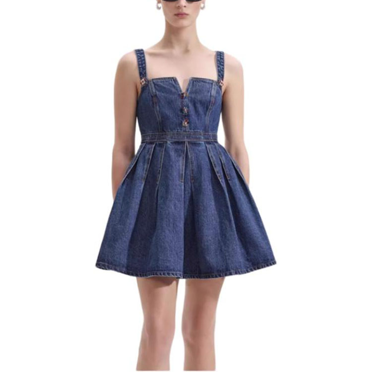 (Women) Self-Portrait Denim Blue Sleeveless A-Line Mini Dress for Women. SWF352Y17600 圖 4