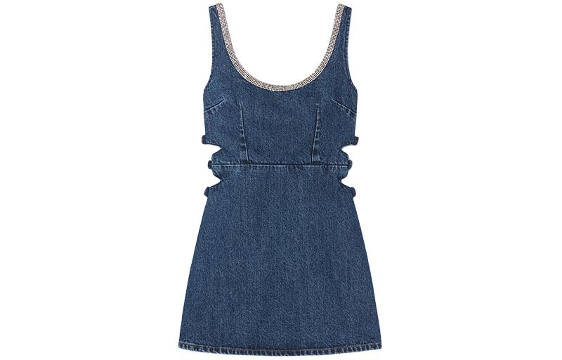 (Women) Self-Portrait Denim Blue Sleeveless U-Neck Waist Snatched Mini Dress for Women SWF351Y05800 圖 2
