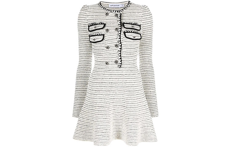 (Women) Self-Portrait Double-Breasted Knit A-Line Long Sleeve Dress Women AW21105WHITE 圖 4