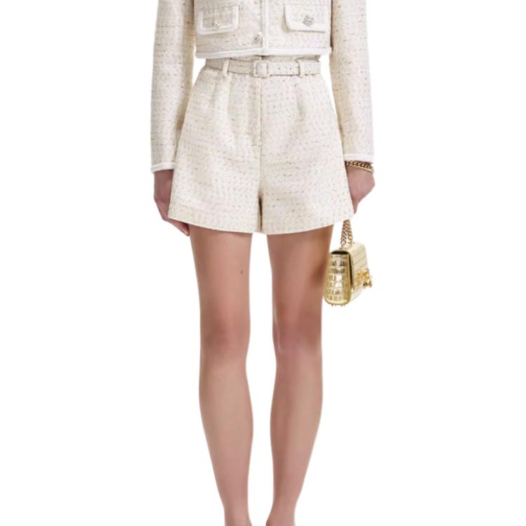 Lookbook (W) Seluar Pendek Kasual Wanita Self-Portrait High-Waist Bergaya Elegan dengan Zip. SWF344K02200