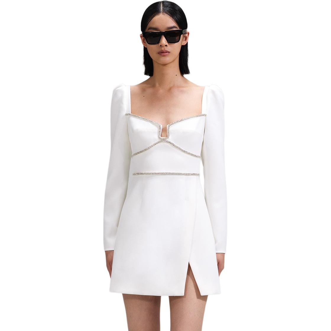 (Women) Self-Portrait Elegant Heart Neck White Long-Sleeve Party Dress for Women. SWF342Y20800