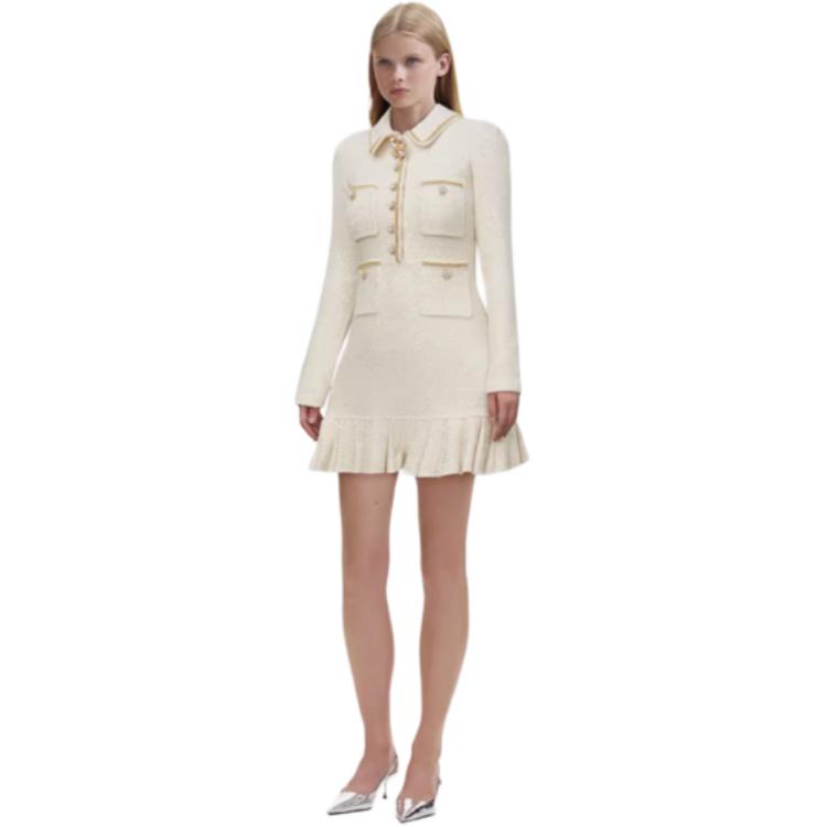 (Women) Self-Portrait Elegant Ivory White Long-Sleeve Dress  Fashion. SWF344M02900 圖 5