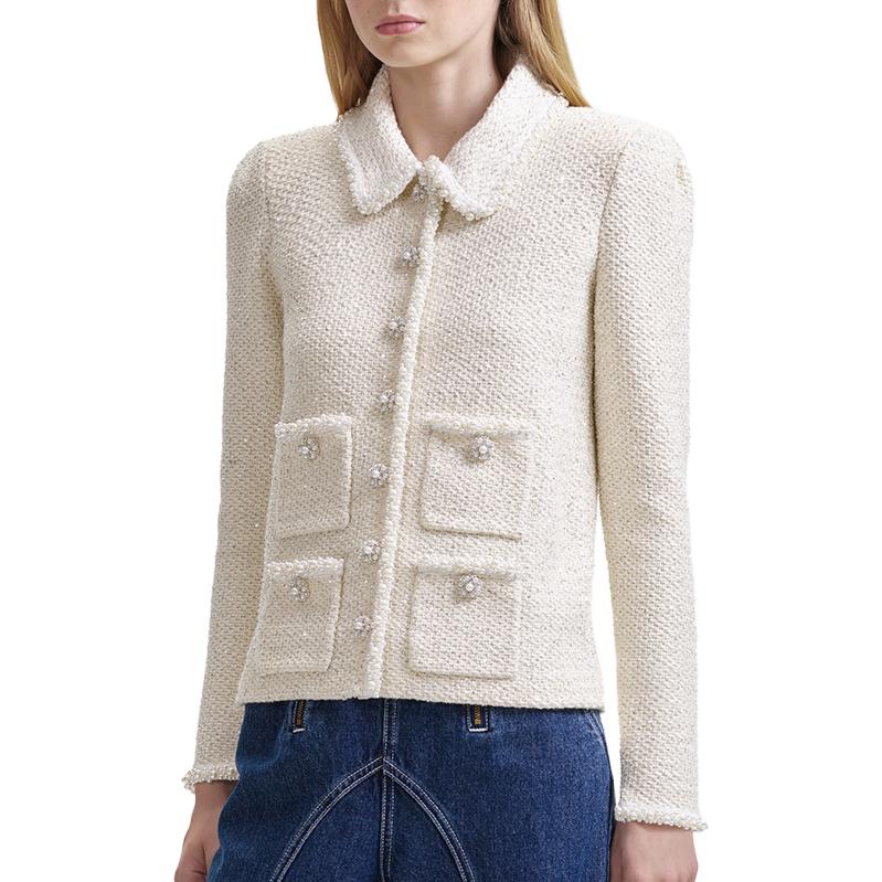 (Women) Self-Portrait Elegant Knit Long Tweed Jacket for Women SWF344M03000 圖 3