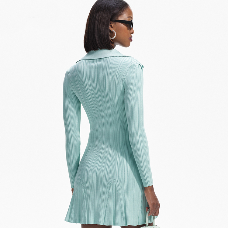 (Women) Self-Portrait Elegant Mint Green Long Sleeve Collar Mini Dress for Women SWF351M03700 圖 4