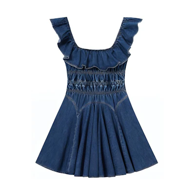 (Women) Self-Portrait Elegant Ruffled Square Neck Princess Short Sleeve Evening Dress SWF352Y18100