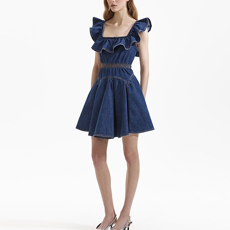 (Women) Self-Portrait Elegant Ruffled Square Neck Princess Short Sleeve Evening Dress SWF352Y18100 圖 5