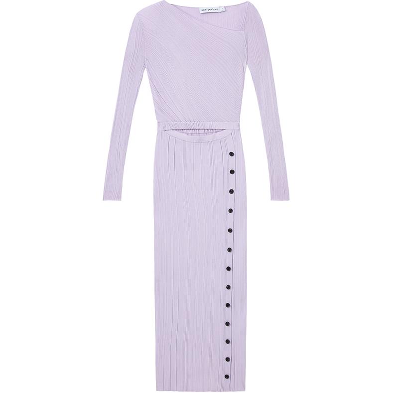 (Women) Self-Portrait Elegant Slim Fit Long Sleeve Dress  Lilac Purple. SWF343M00600