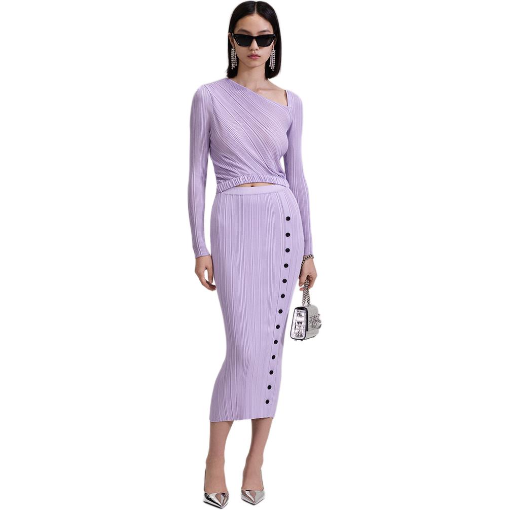 (Women) Self-Portrait Elegant Slim Fit Long Sleeve Dress  Lilac Purple. SWF343M00600 圖 5