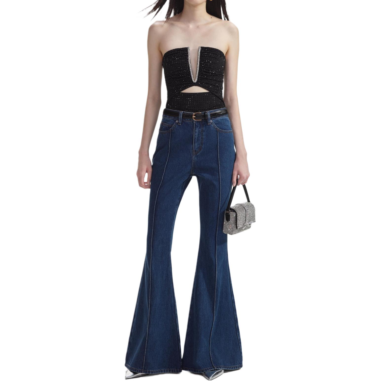 Shop (W) Self-Portrait 水鑽裝飾針織抹胸上衣 女款 黑色 PF24166TBBLACK