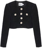 (Women) self-portrait Fitted Cropped Long Sleeve Jacket Black RS24-041JB (Women) self-portrait Fitted Cropped Long Sleeve Jacket Black RS24-041JB