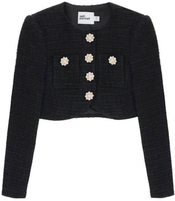 (Women) self-portrait Fitted Cropped Long Sleeve Jacket Black RS24-041JB Buy (Women) self-portrait Fitted Cropped Long Sleeve Jacket Black RS24-041JB