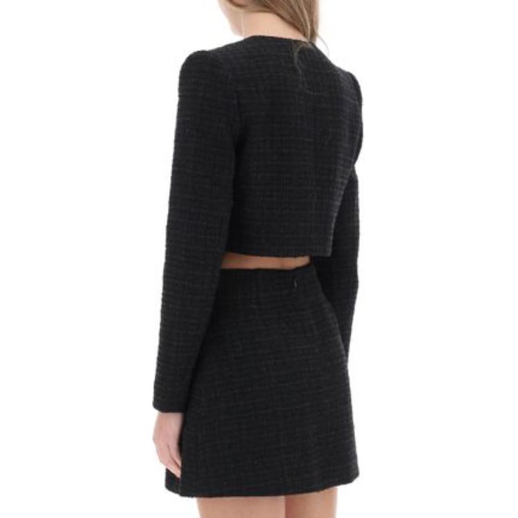 (Women) self-portrait Fitted Cropped Long Sleeve Jacket Black RS24-041JB 圖 4