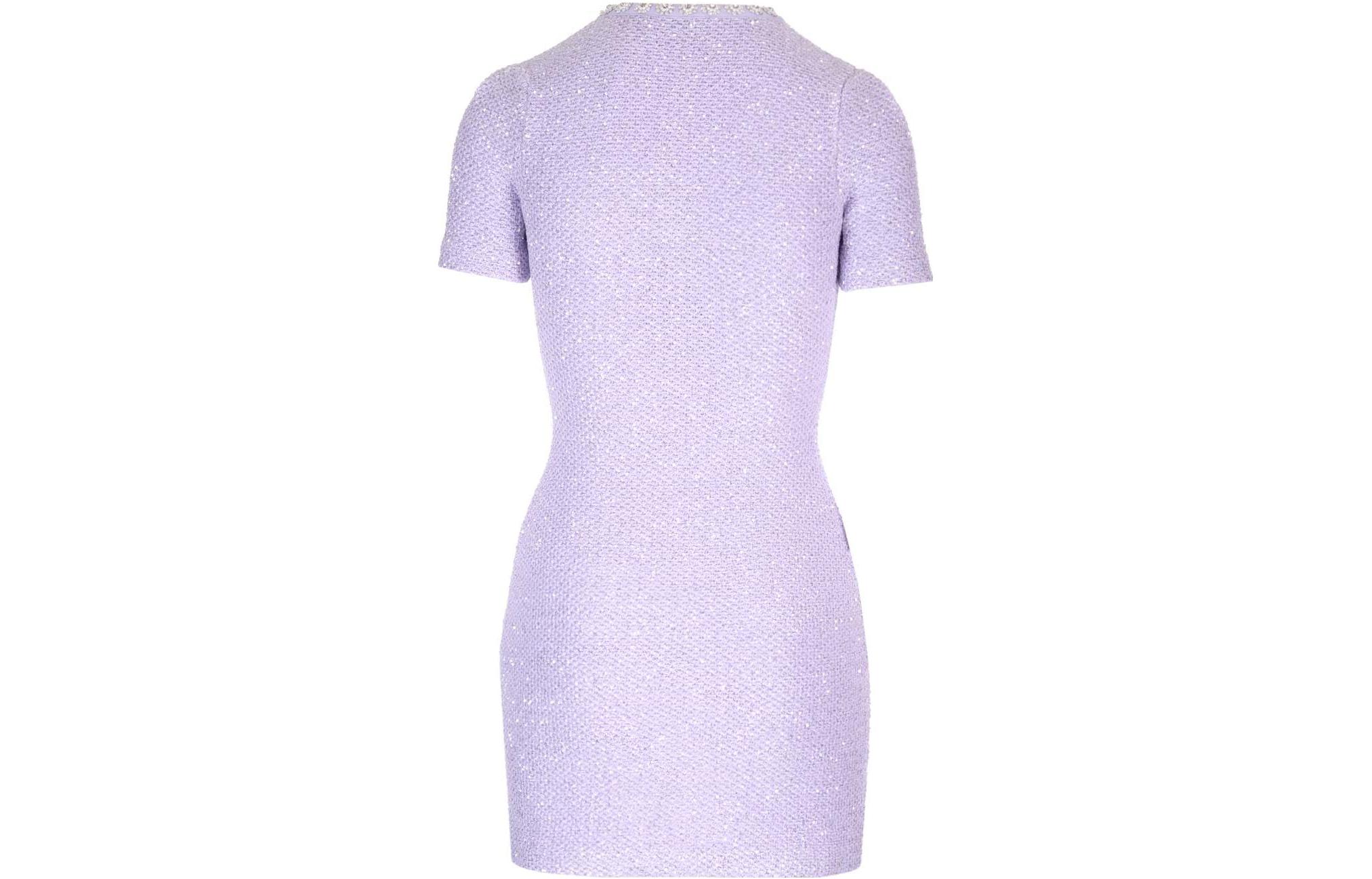 (Women) Self-Portrait Fitted Purple Short-Sleeve Button-Up Mini Dress PF23107SLPURPLE 圖 3