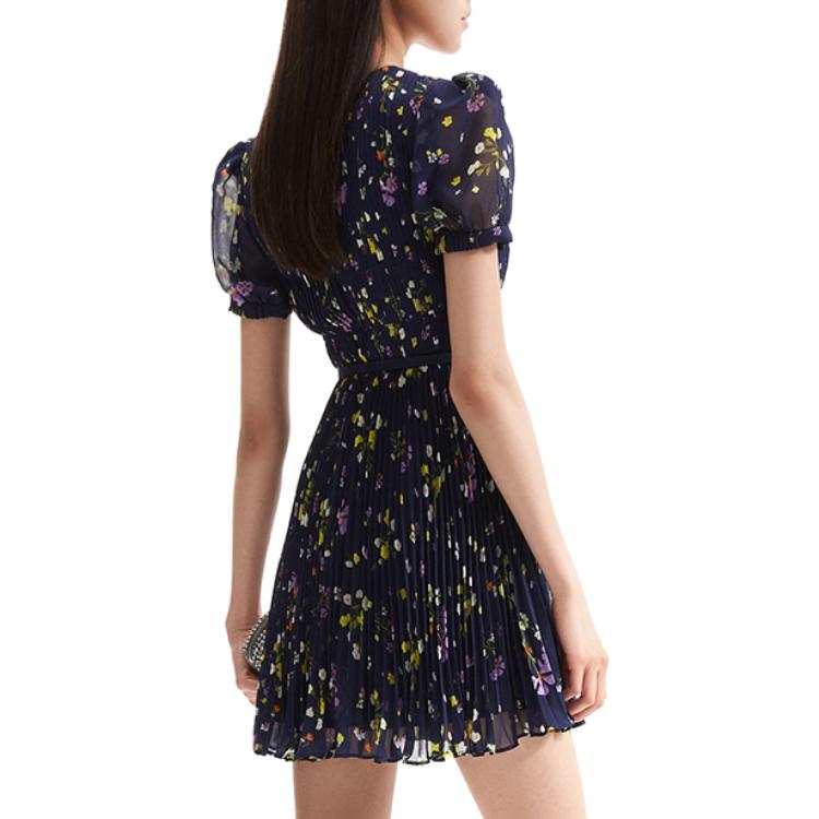 (Women) Self-Portrait Floral V-Neck Short Sleeve Mini Dress  Blue Flowers SWF352Y14300 圖 4