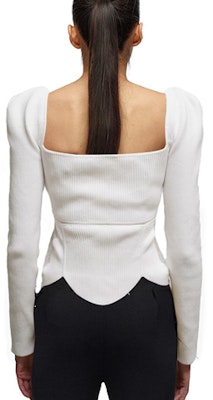 (W) Self-Portrait French Square Neck Sweater Putih Rekaan Asimetrik. SWF322M08300 Lookbook (W) Self-Portrait French Square Neck Sweater Putih Rekaan Asimetrik. SWF322M08300