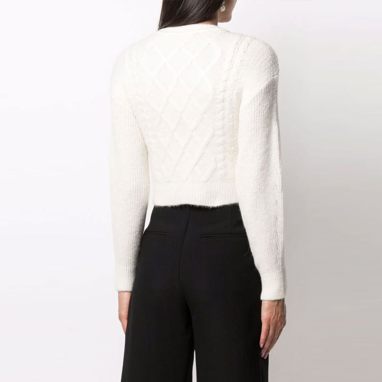 Sizing (W) Self-Portrait FW21 白色針織蝴蝶結開襟衫與水鑽鈕扣. SWF325M08200004