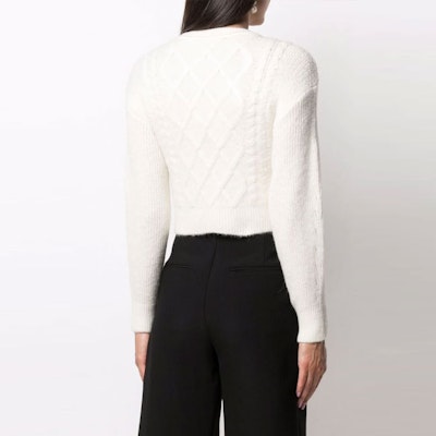 (W) Self-Portrait FW21 白色針織蝴蝶結開襟衫與水鑽鈕扣. SWF325M08200004 Sizing (W) Self-Portrait FW21 白色針織蝴蝶結開襟衫與水鑽鈕扣. SWF325M08200004