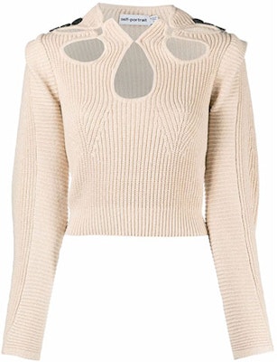 (W) Self-Portrait FW21 女士米色修身鏤空針織上衣 PF21001DSAND Shop (W) Self-Portrait FW21 女士米色修身鏤空針織上衣 PF21001DSAND