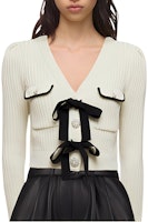 (Women) Self-Portrait FW21 Bow V-Neck Cardigan Knit Top White SWF323M01800 (Women) Self-Portrait FW21 Bow V-Neck Cardigan Knit Top White SWF323M01800