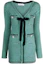 Buy (Women) Self-Portrait FW21 Green Striped V-Neck Knit Bow Elegant Long Sleeve Dress. SWF325M01500