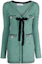 Order (Women) Self-Portrait FW21 Green Striped V-Neck Knit Bow Elegant Long Sleeve Dress. SWF325M01500