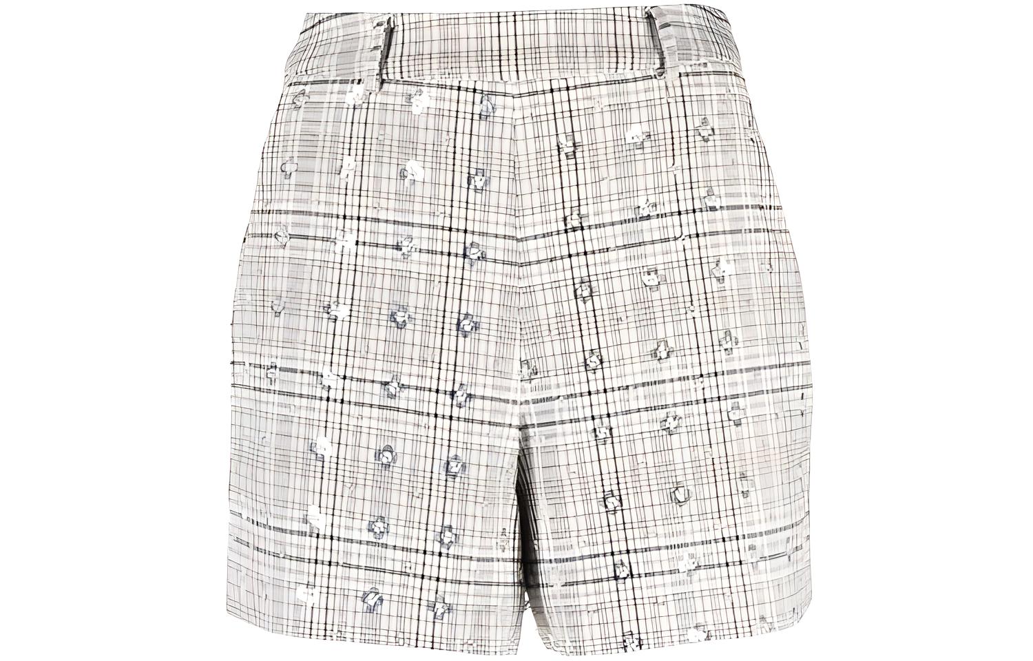(Women) Self-Portrait FW21 High-Waisted Silver Plaid Sequin Shorts . AW21141MULTI