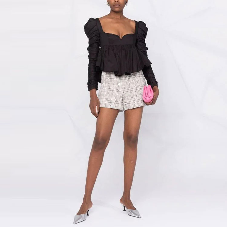 Lookbook (W) Shorts de lentejuelas plateadas a cuadros de talle alto Self-Portrait FW21. AW21141MULTI