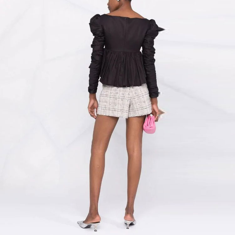 Shop (W) Shorts de lentejuelas plateadas a cuadros de talle alto Self-Portrait FW21. AW21141MULTI