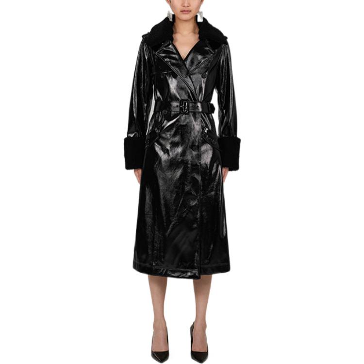 (Women) Self-Portrait FW22  Black Glossy Long-Sleeve Mid-Length Coat SWF334D00500 圖 3