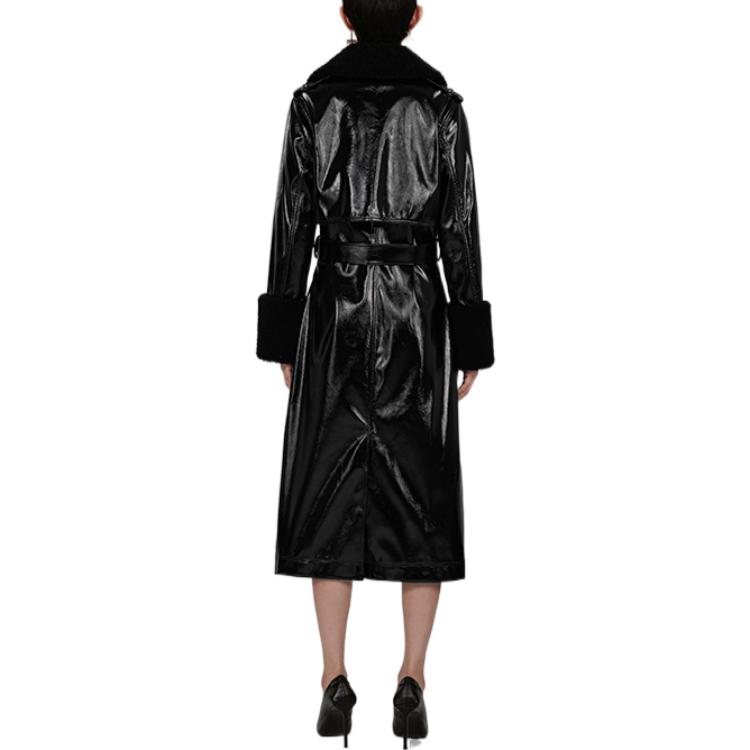 (Women) Self-Portrait FW22  Black Glossy Long-Sleeve Mid-Length Coat SWF334D00500 圖 4