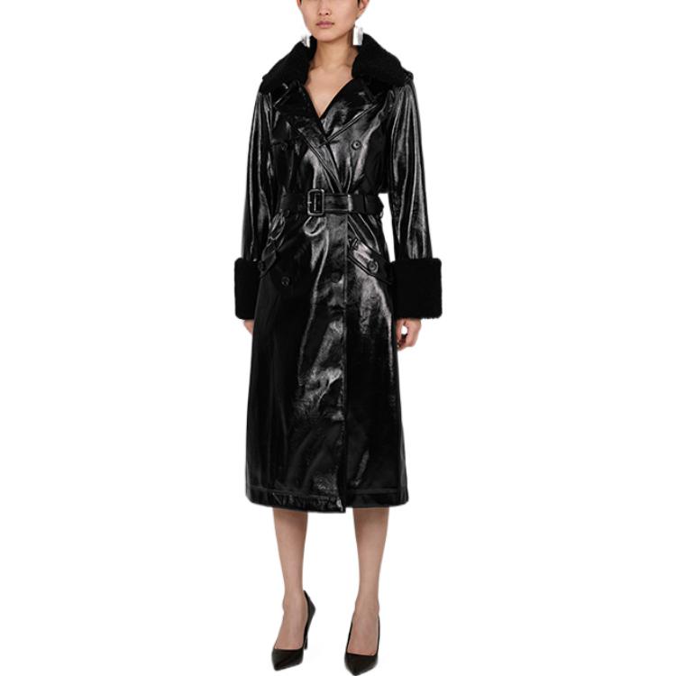 (Women) Self-Portrait FW22  Black Glossy Long-Sleeve Mid-Length Coat SWF334D00500 圖 5