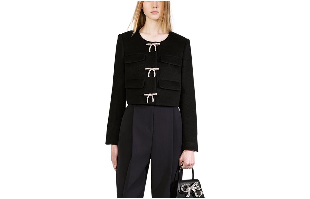 (Women) Self-Portrait FW22  Black Solid Bow Blazer. SWF334T01200