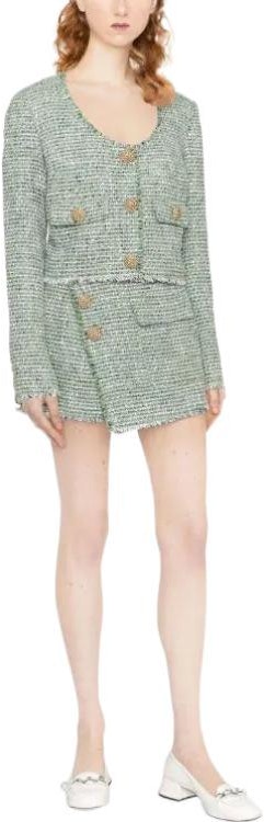 women-self-portrait-fw-22-green-tweed-button-up-frayed-casual-jacket-pf-22082-green