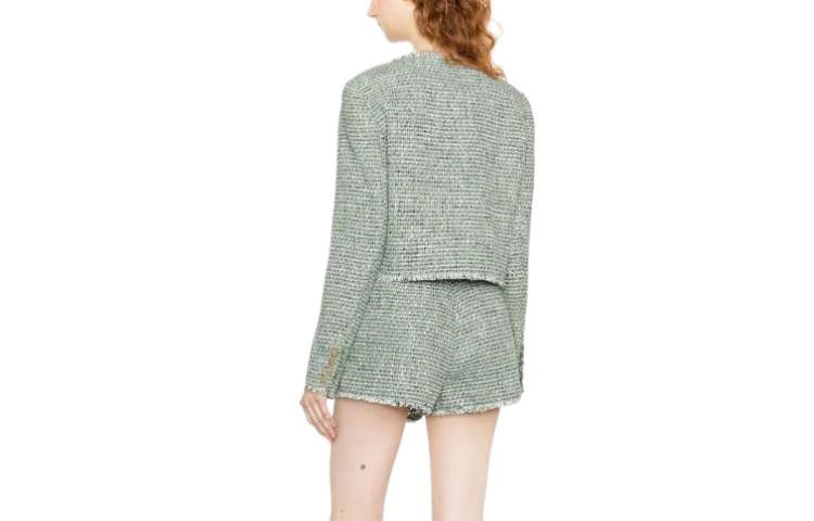 Lookbook (W) Self-Portrait FW22 綠色粗花呢紐扣流蘇休閒外套. PF22082GREEN