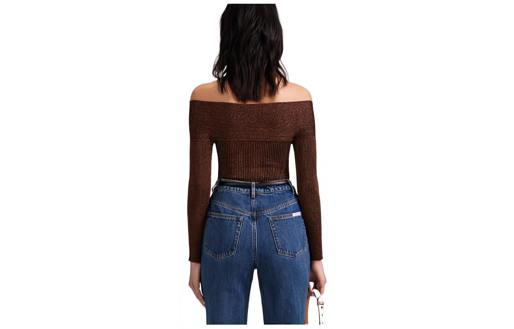 Lookbook (W) Self-Portrait FW22 Top de Punto con Hombros Descubiertos y Manga Larga SWF341M02500