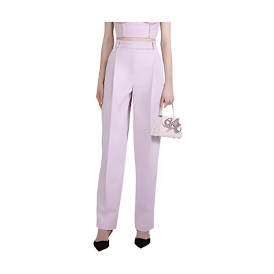 (Women) Self-Portrait FW22 Pink Relaxed Fit Wide-Leg Trousers Casual Pants. SWF334K01300