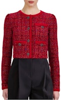 (Women) Self-Portrait FW22 Red Tweed Plaid Wool Cardigan Knit Jacket Sweater SWF334M08300 (Women) Self-Portrait FW22 Red Tweed Plaid Wool Cardigan Knit Jacket Sweater SWF334M08300