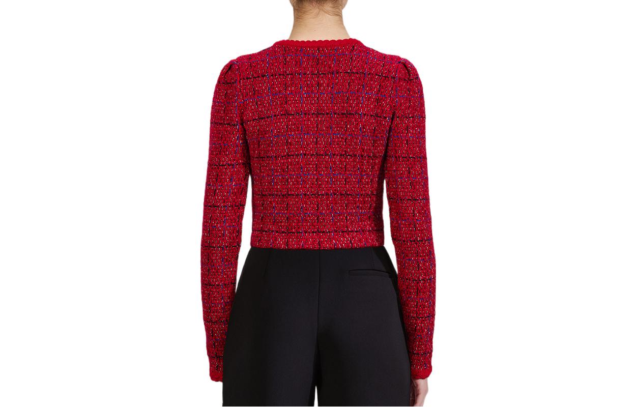 Lookbook (W) Self-Portrait 秋冬22 紅色格紋羊毛針織開襟外套毛衣 SWF334M08300