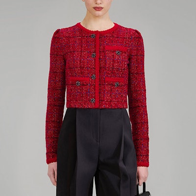 (W) Self-Portrait 秋冬22 紅色格紋羊毛針織開襟外套毛衣 SWF334M08300 Shop (W) Self-Portrait 秋冬22 紅色格紋羊毛針織開襟外套毛衣 SWF334M08300