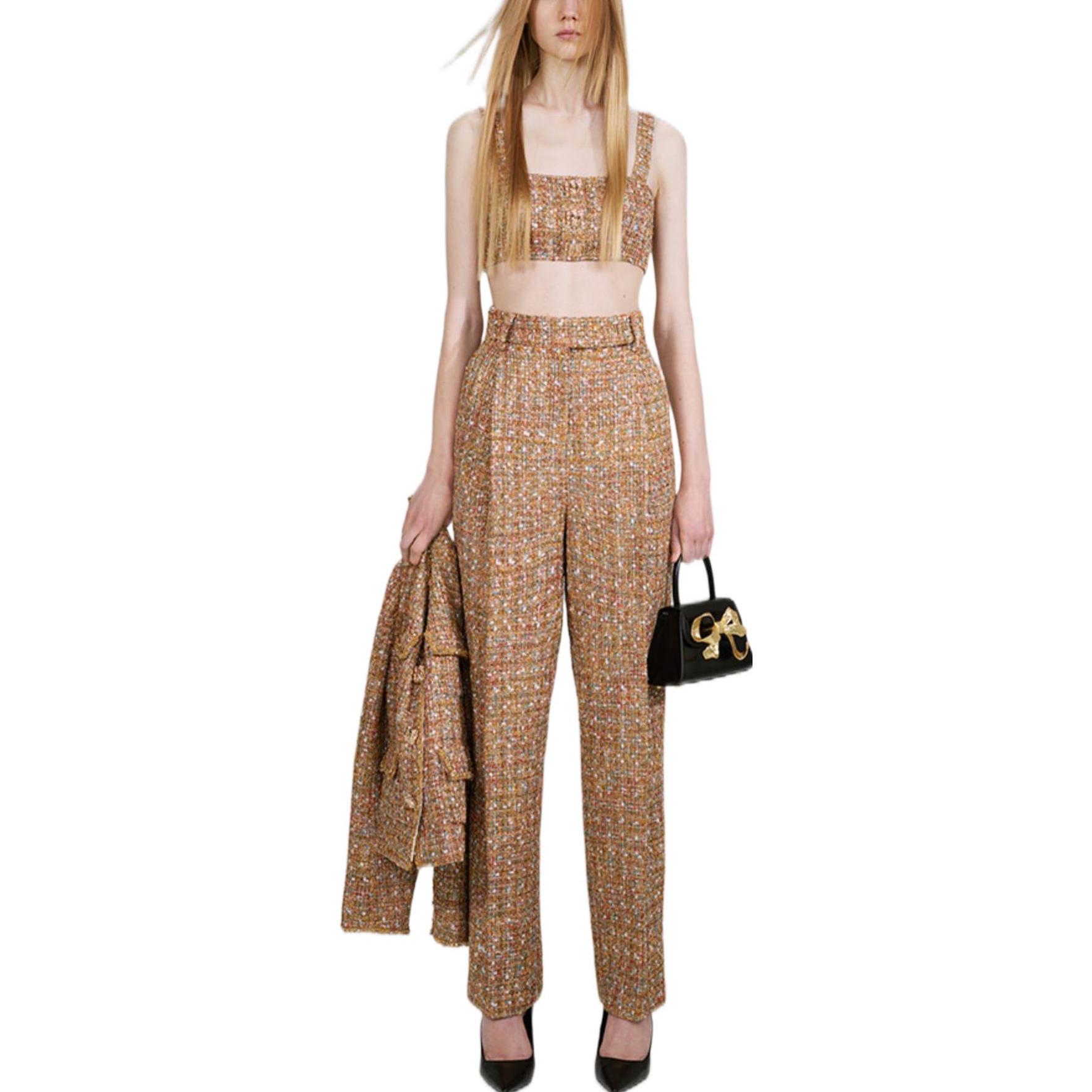 Lookbook (W) Self-Portrait FW22 駝色金色方領短版呢料上衣 SWF334C03500