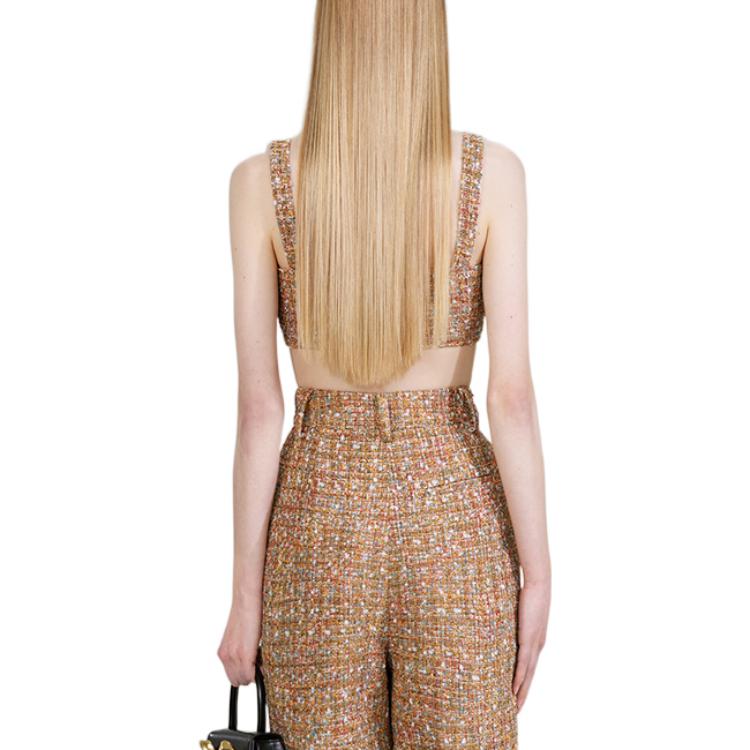 Shop (W) Self-Portrait FW22 駝色金色方領短版呢料上衣 SWF334C03500